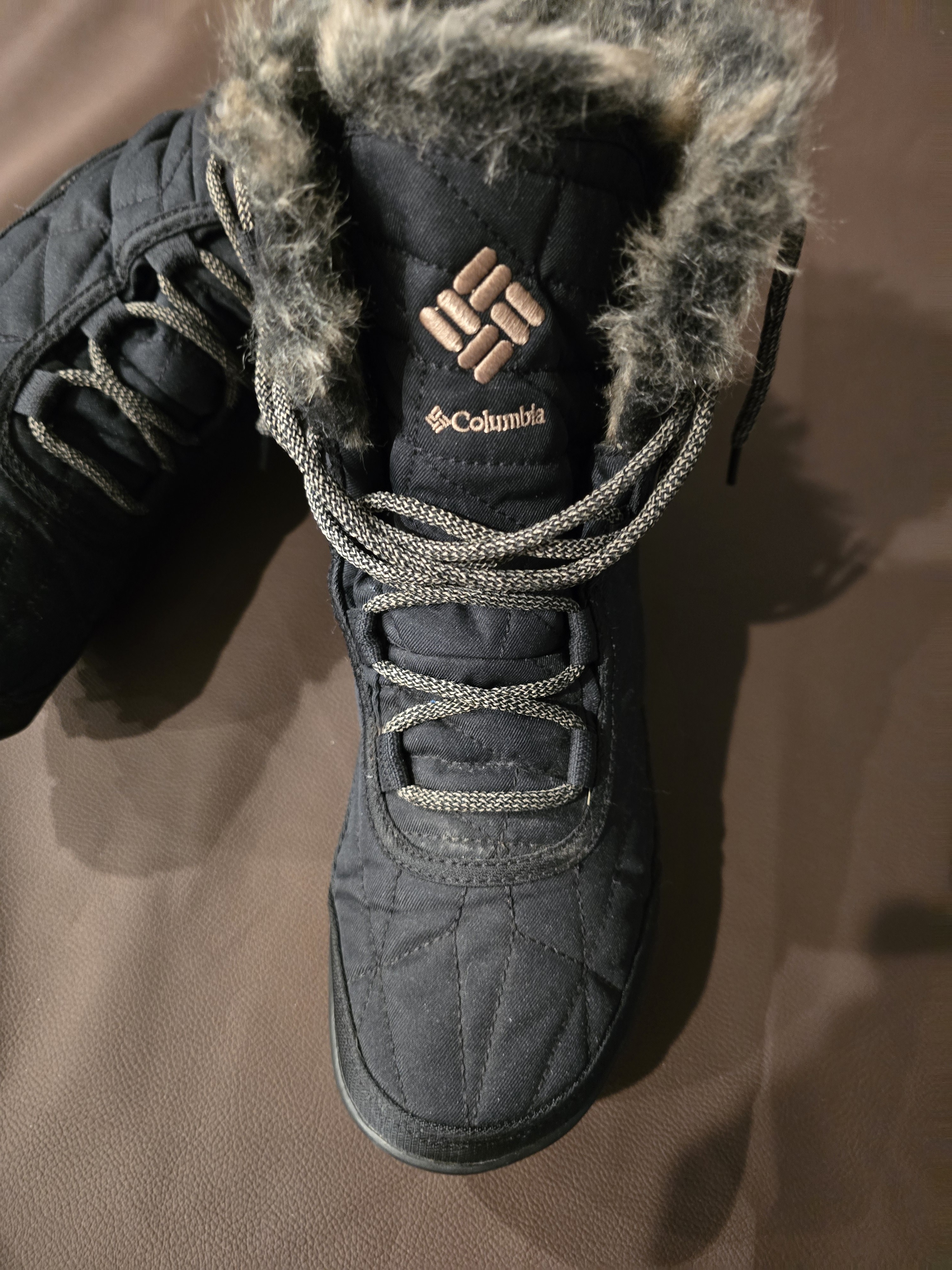Columbia Women's Black Winter Quilted Boot With Faux Fur